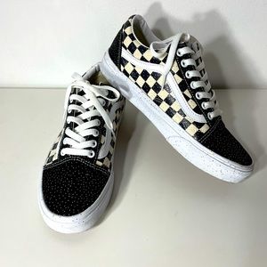 Vans Old Skool Glitter Checkerboard Shoes.